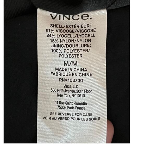 Vince Dress Long Sleeve wrap front shirt black Medium M - Picture 8 of 10